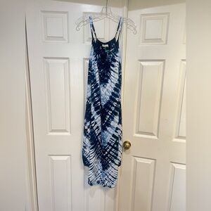 New women size small blue white Tie dye maxi summer dress sundress boho beach